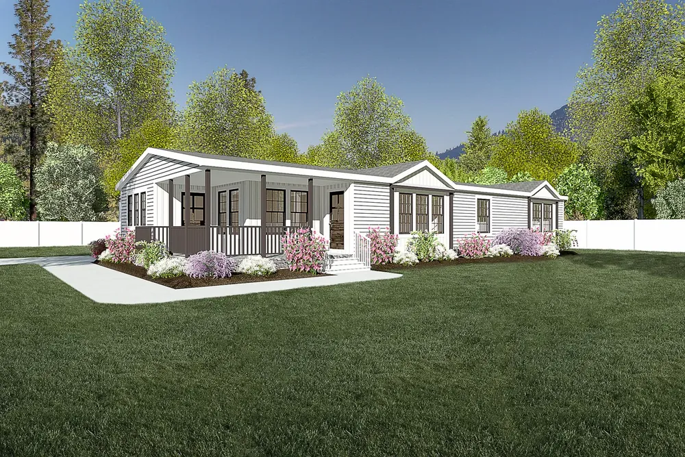 Buccaneer Lula Mae double-wide with a covered front porch and landscaped yard